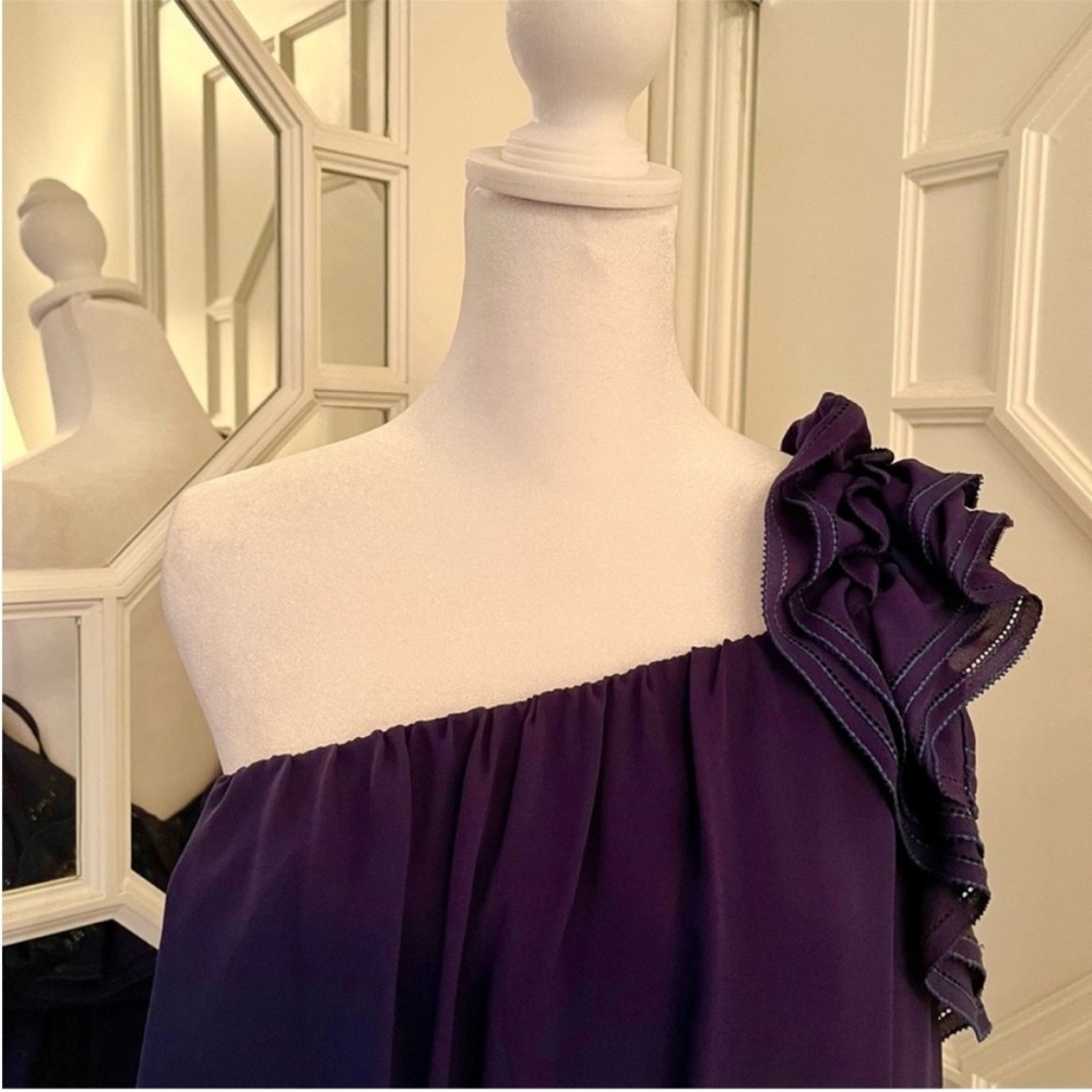 DSQUARED2 100% Silk One Shoulder Ruffled Mini Dress Size 8 Italian MSRP $1,230 - Picture 9 of 12